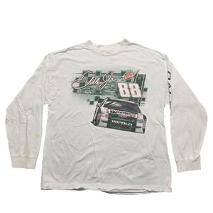 NASCAR Dale Earnhardt Jr Long Sleeve Shirt Mens XL White Diet Mountain Dew 88